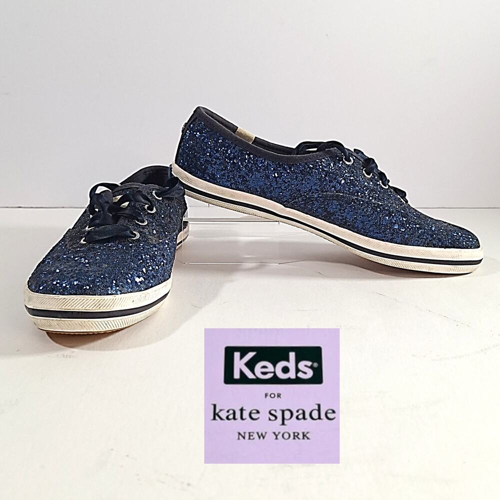 Keds X Kate Spade sz 6 Blue Glitter Women's Sneakers Casual Classic Preppy